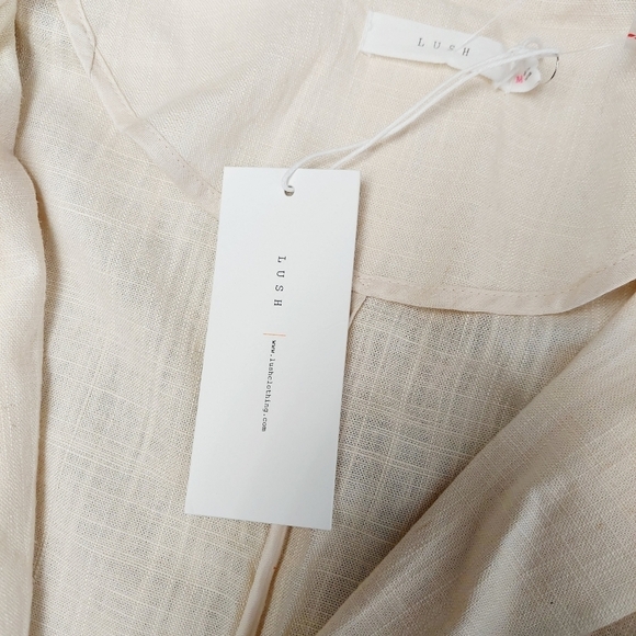 Lush Cream Roll Tab Sleeve 2 Button-Up Blazer Jackets 535 - Picture 6 of 8